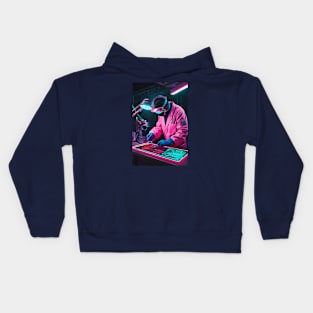 Neon surgeon in cyber operation theatre Kids Hoodie